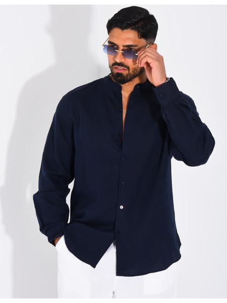 Chemise Homme en lin à col rond