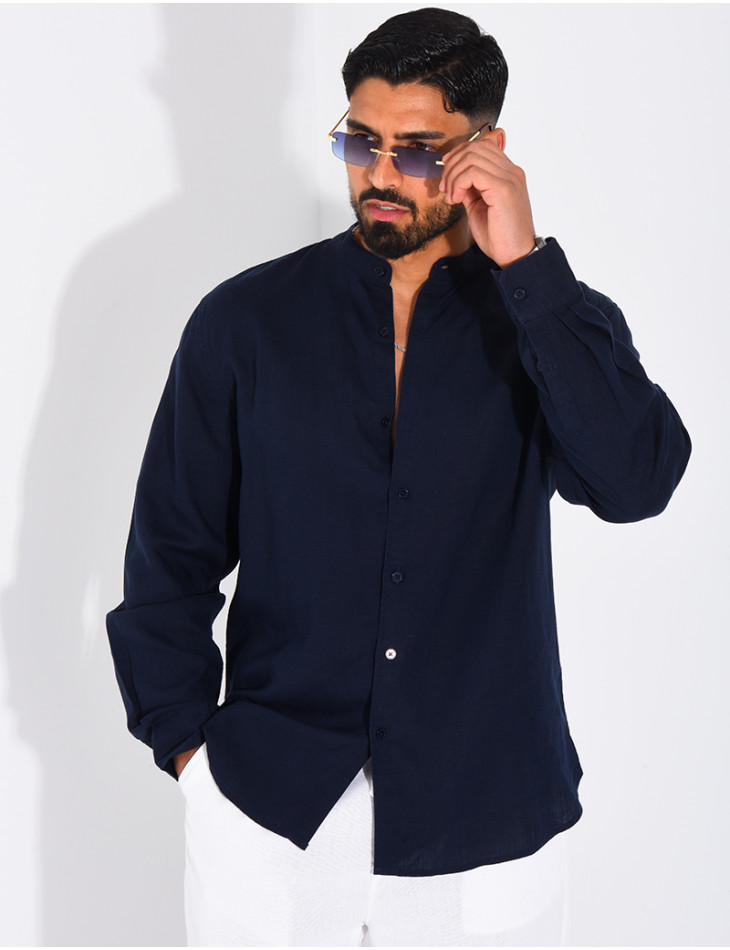Chemise Homme en lin à col rond