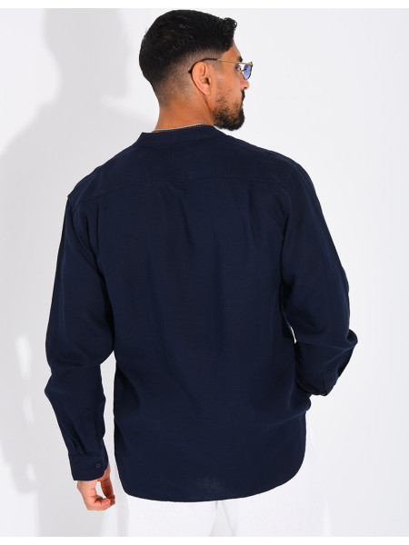 Chemise Homme en lin à col rond