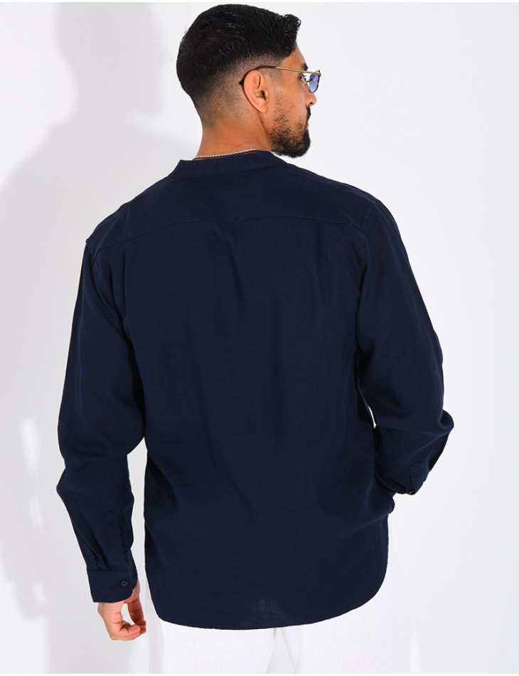 Chemise Homme en lin à col rond
