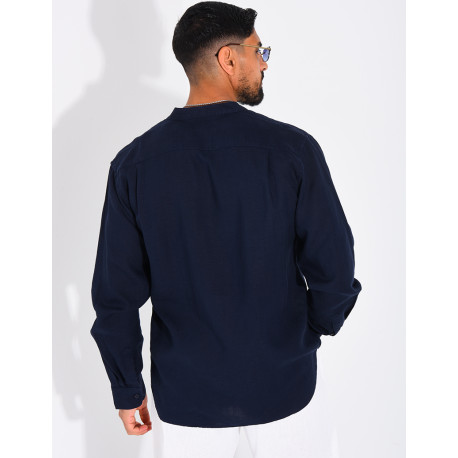 Chemise Homme en lin à col rond