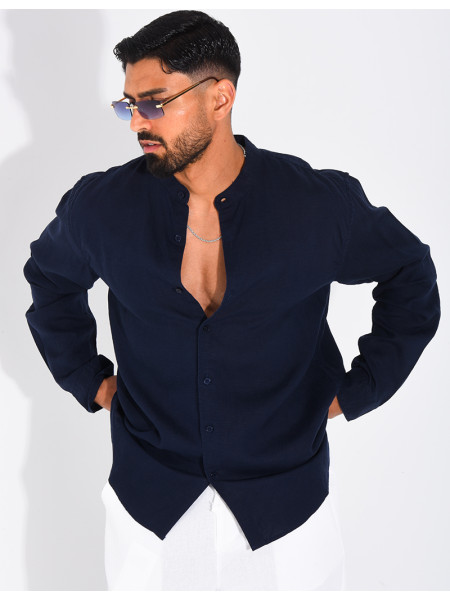 Chemise Homme en lin à col rond