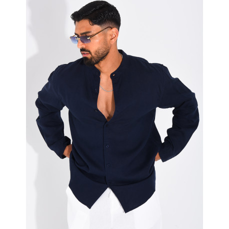 Chemise Homme en lin à col rond