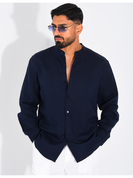 Chemise Homme en lin à col rond