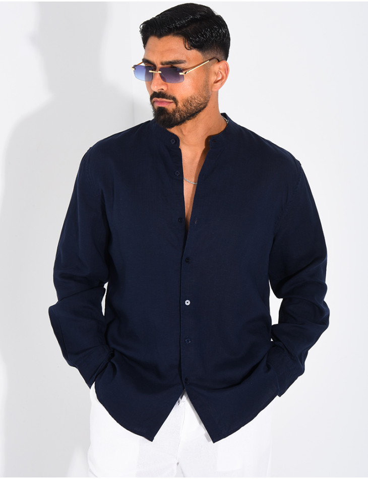 Chemise Homme en lin à col rond