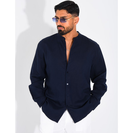 Chemise Homme en lin à col rond