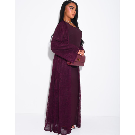 Set aus langärmeligem Kleid und Spitzenkimono