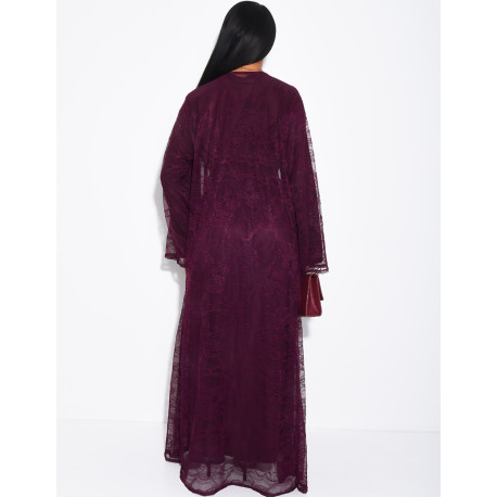 Set aus langärmeligem Kleid und Spitzenkimono