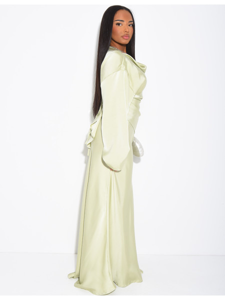 Set comprising a draped tie-back top and a long mermaid skirt in premium satin