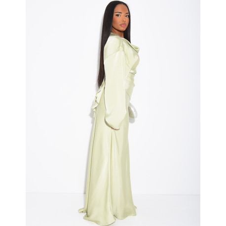 Set comprising a draped tie-back top and a long mermaid skirt in premium satin