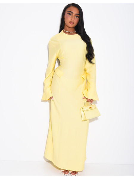 Robe longue à fausse poche cintrée dans le dos