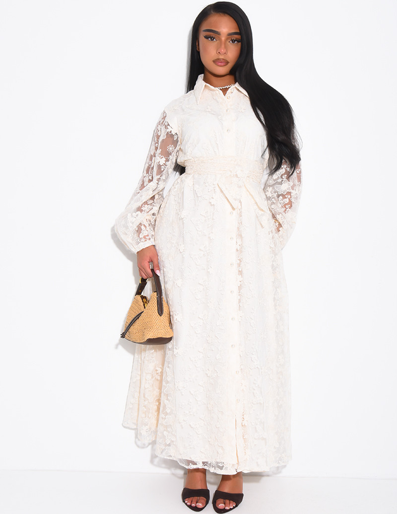 Robe longue brodée à...