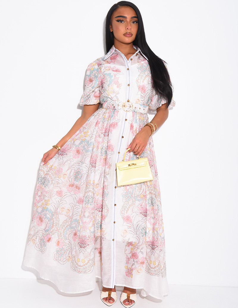 Robe longue en voile à...