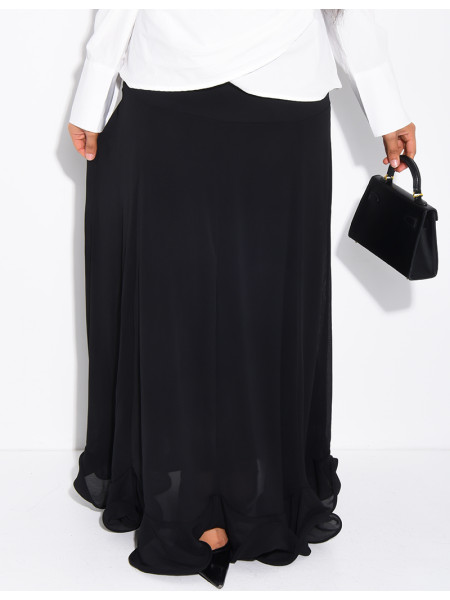 Jupe longue en mousseline effet volanté