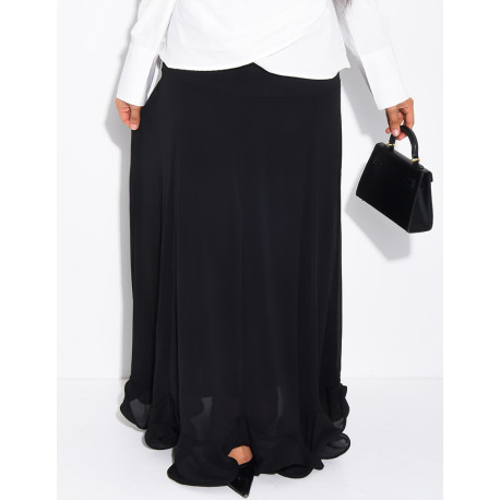 Jupe longue en mousseline effet volanté