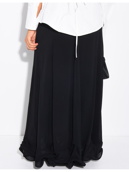 Jupe longue en mousseline effet volanté