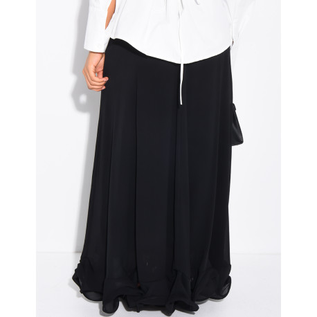 Jupe longue en mousseline effet volanté