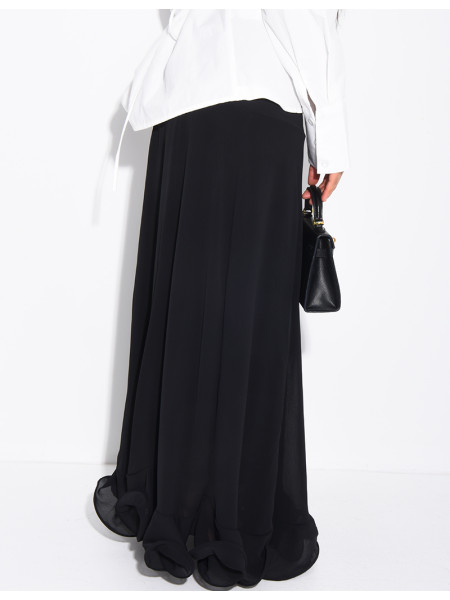 Jupe longue en mousseline effet volanté