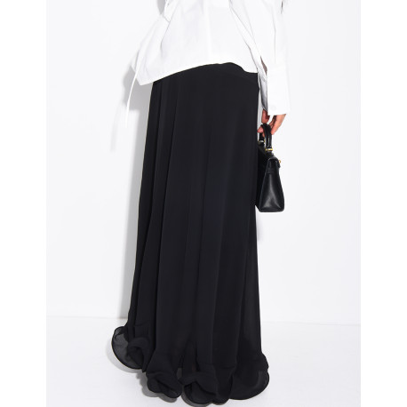Jupe longue en mousseline effet volanté