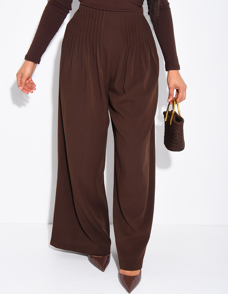 Pantalon effet lin droit...