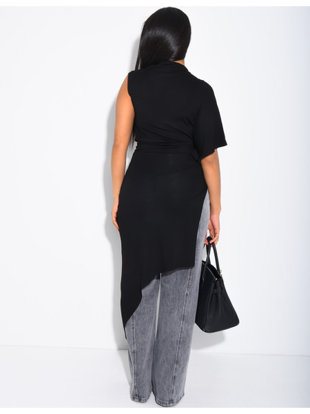T-shirt fluide long et asymétrique