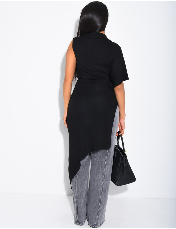 T-shirt fluide long et asymétrique
