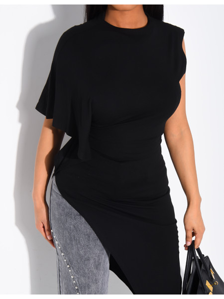 T-shirt fluide long et asymétrique