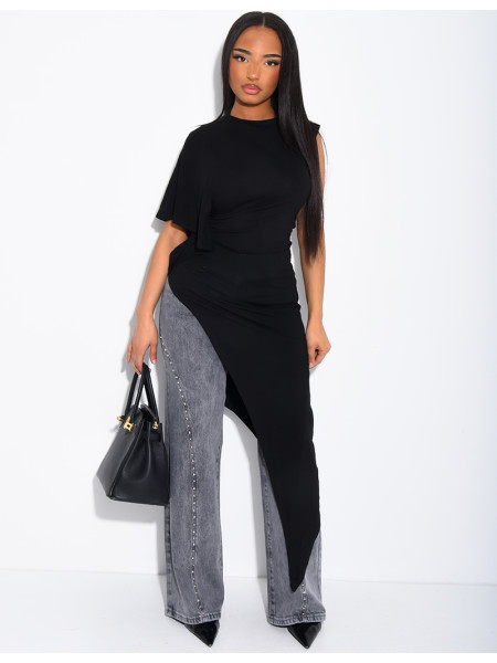 T-shirt fluide long et asymétrique