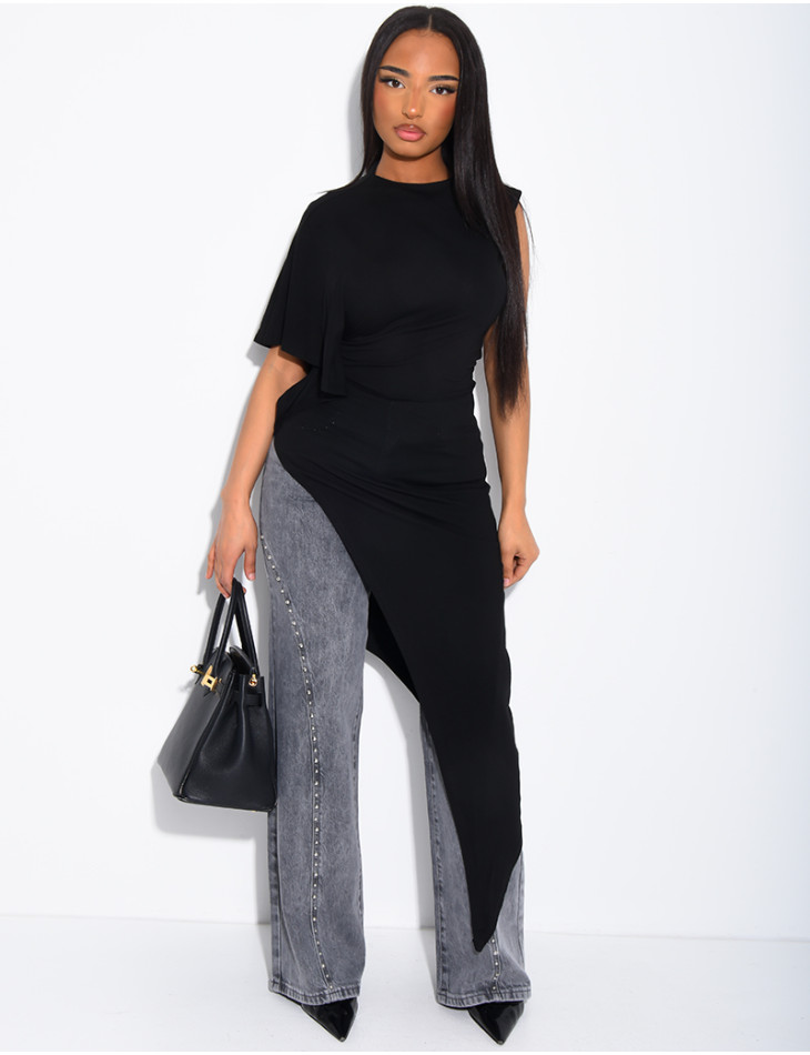 T-shirt fluide long et asymétrique