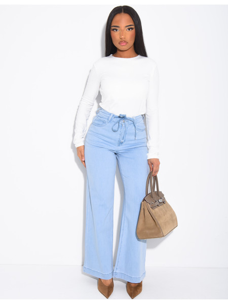 Lightweight tie-waist jeans