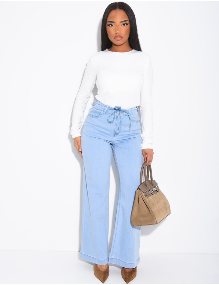 Lightweight tie-waist jeans
