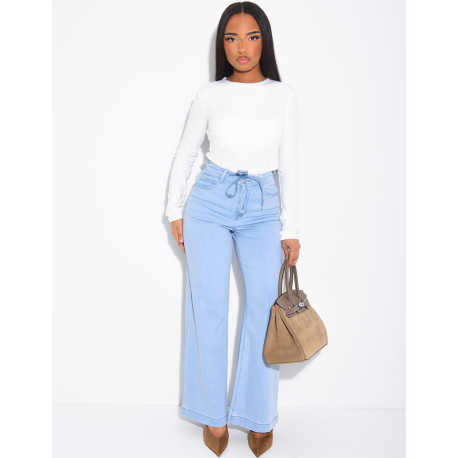 Lightweight tie-waist jeans
