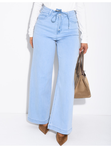 Lightweight tie-waist jeans