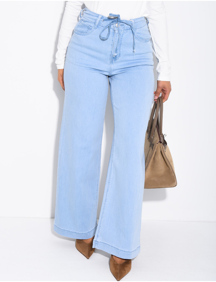 Lightweight tie-waist jeans