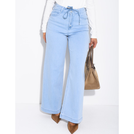 Lightweight tie-waist jeans