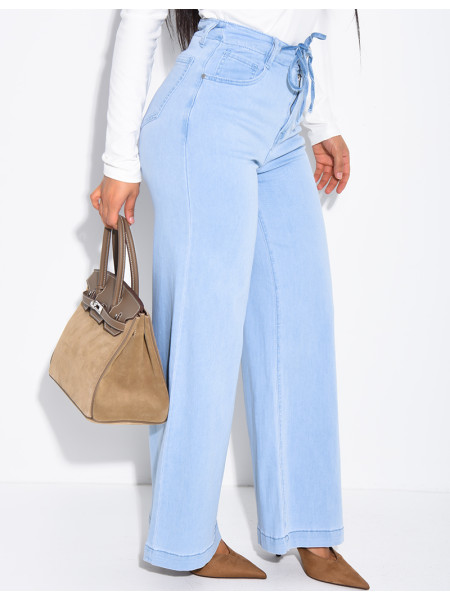 Lightweight tie-waist jeans