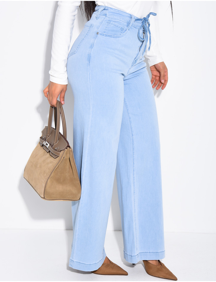 Lightweight tie-waist jeans