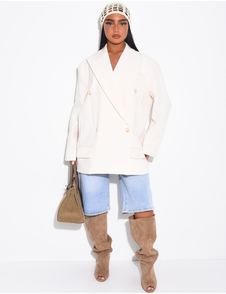Veste de blazer à épaules structurées oversize