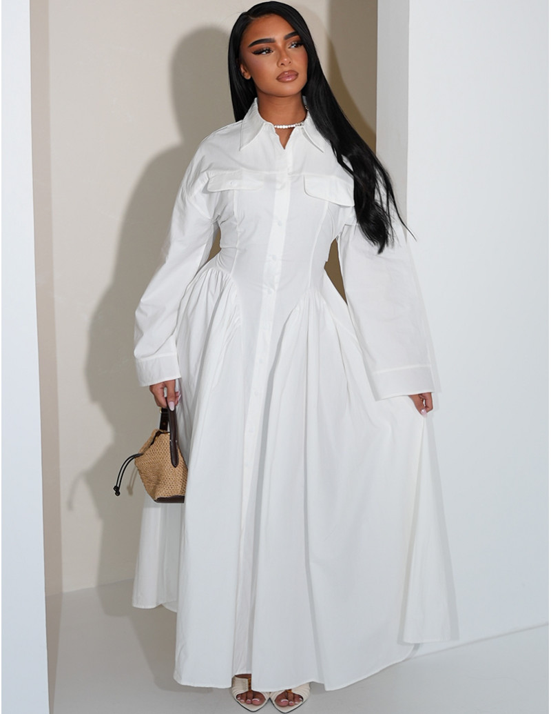 Robe longue en popeline de...