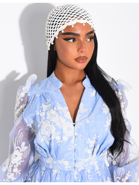 Bonnet en crochet à perles