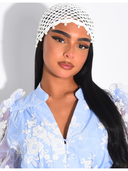 Bonnet en crochet à perles