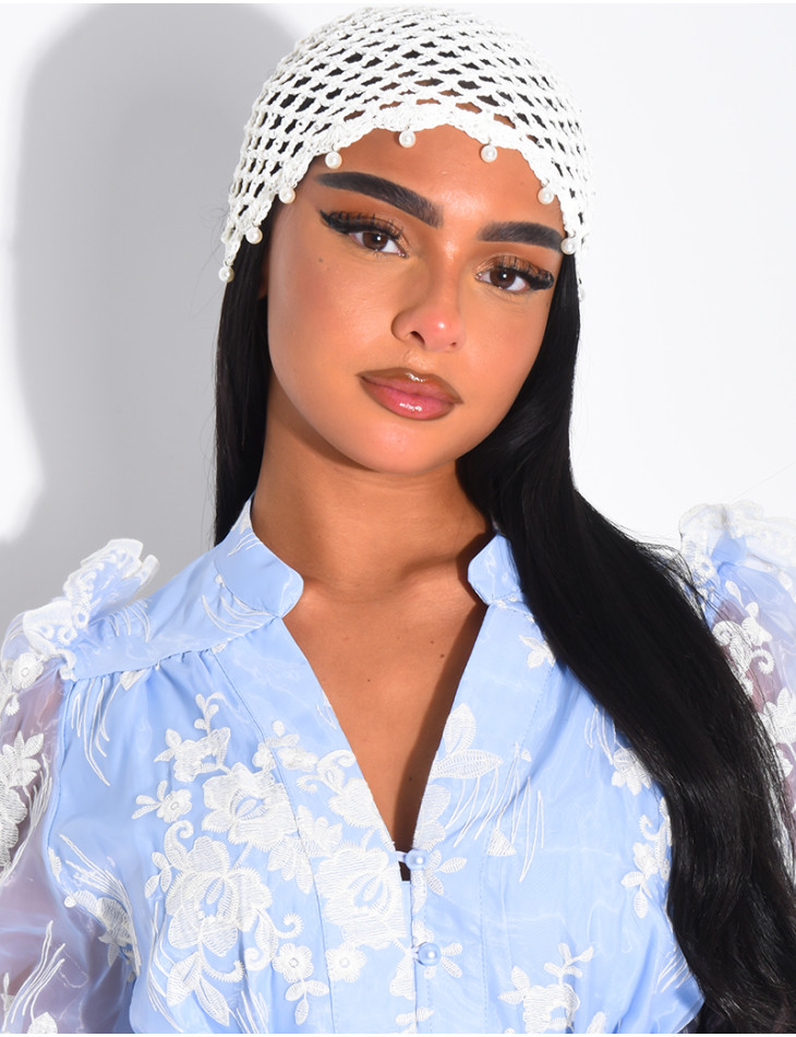 Bonnet en crochet à perles