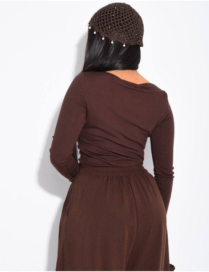 Crocheted beanie with beads