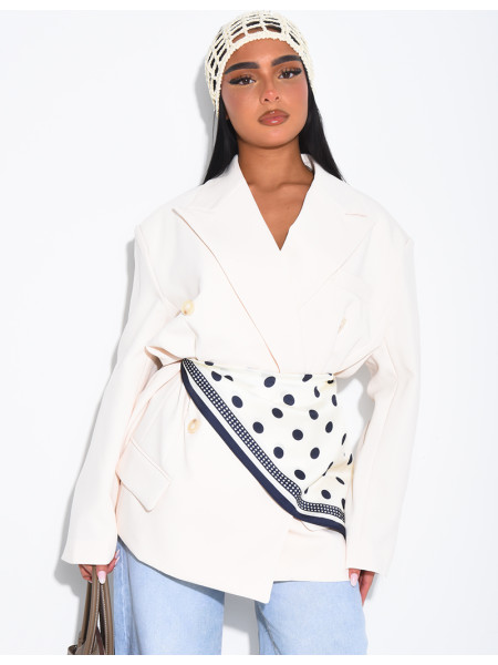 Foulard triangle en satin à motifs pois