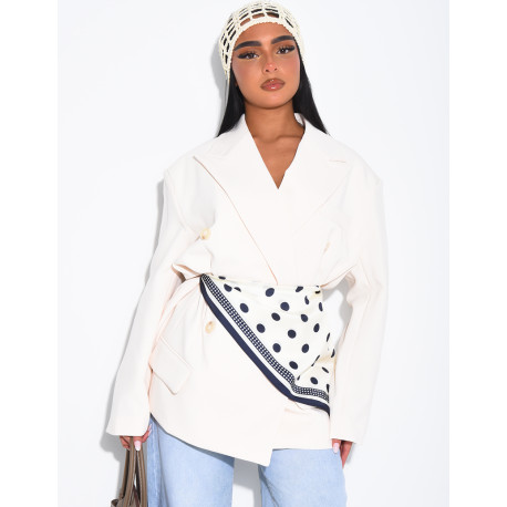 Foulard triangle en satin à motifs pois