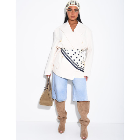 Foulard triangle en satin à motifs pois