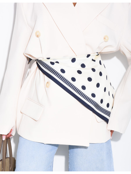 Foulard triangle en satin à motifs pois