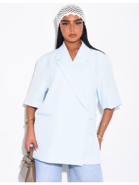 Blazer premium à manches courtes et fentes sur les côtés