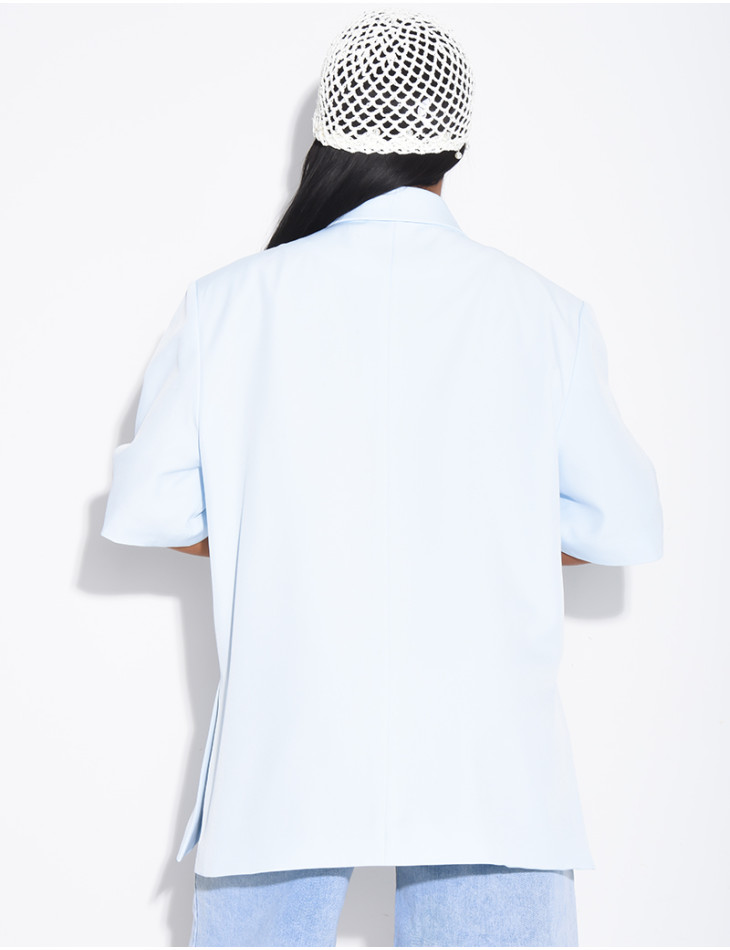 Blazer premium à manches courtes et fentes sur les côtés