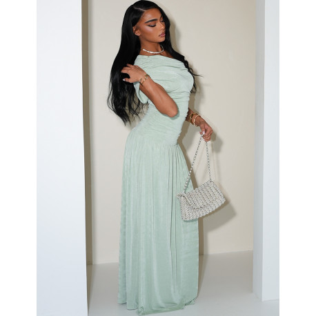 Asymmetrisches, drapiertes Maxikleid